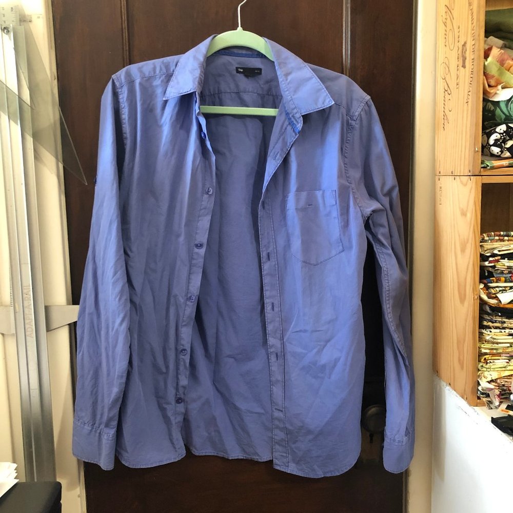 Purple-Blue Button Up Slim Fit Men's Shirt Gap (S)